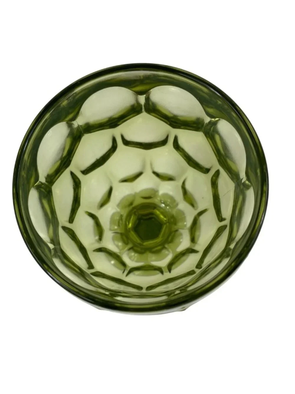Vintage Imperial Glass Provincial Avocado Green Thumbprint Water Goblet